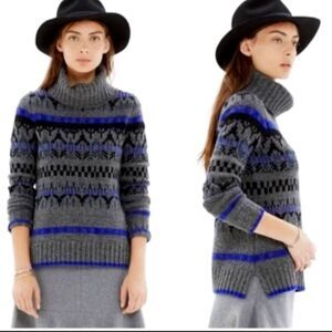 MADEWELL CHUNKY KNIT MERINO WOOL FAIR ISLE GRANDPA TURTLENECK SWEATER